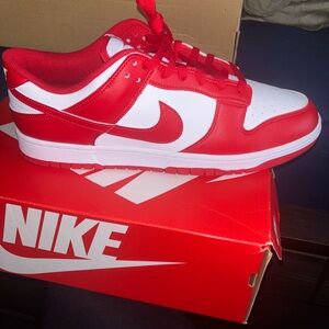 Nike Men's Red and White Dunks